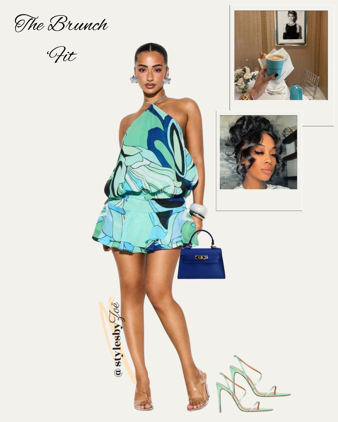 A Blue and Mint Printed Romper for Brunch: Easy Statement Dressing for Daytime Plans